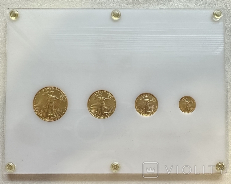 Набор из 4 монет 50;25;10;5 долларов 1994 года США, золото 62,74 грамма 917 ( 1,85 унции), фото №3