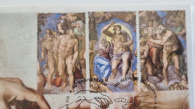 2 евро ватикан 25-летие завершения реставрации Сикстинской капеллы + марки, фото №4