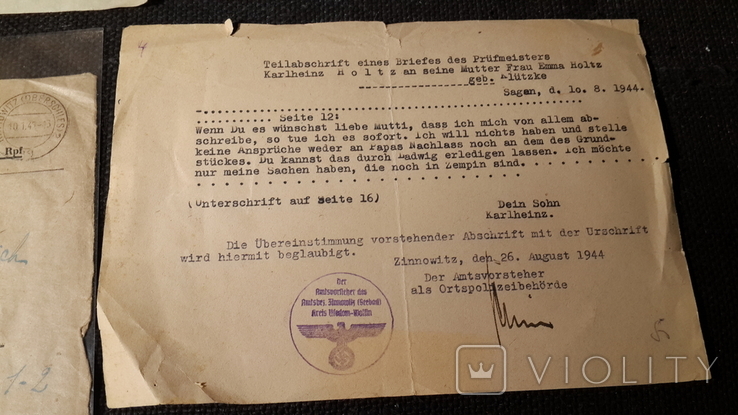 Почтовый конверт + документы и свидетельства Нацистская германия Первая и Вторая мировая, фото №8