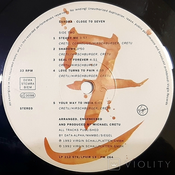 Sandra - Close To Seven - 1992. (LP). 12. Vinyl. Пластинка