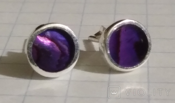 Сережки з перламутром Purple Paua Shell, фото №3