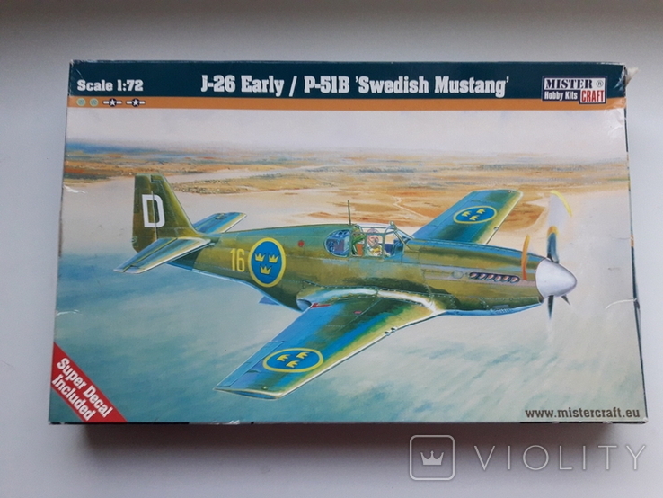 Сборная модель самолета Swedish Mustang J-26 Early/P-51B с коробкой и инструкцией., фото №2