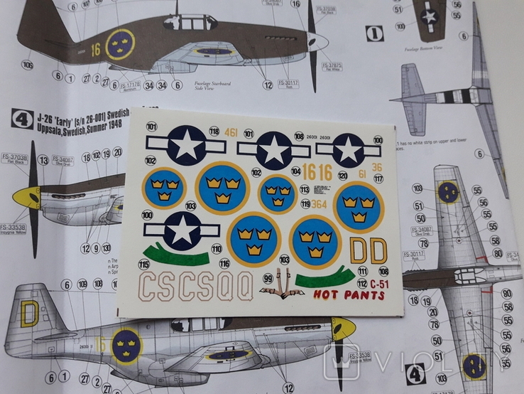 Сборная модель самолета Swedish Mustang J-26 Early/P-51B с коробкой и инструкцией., фото №10