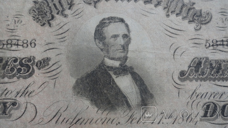 Конфедеративные Штаты Америки 50 долларов 1864 г., фото №8