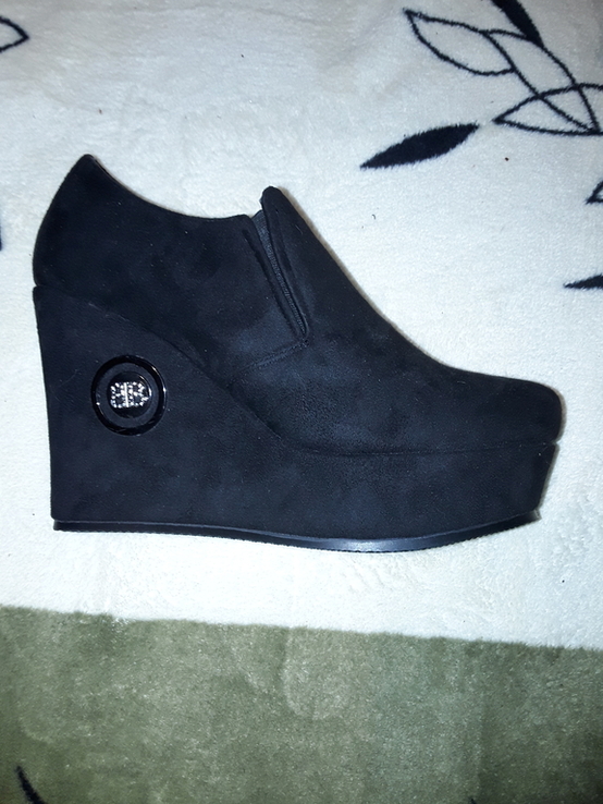 Черные туфли женские замшевые размер 39 новые (Германия), фото №4
