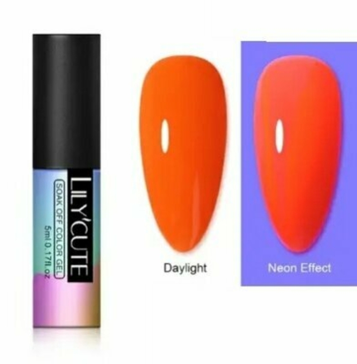 Флуоресцентный гель-лак LilyCute / WOW-эффект - насыщенно оранжевый, photo number 2