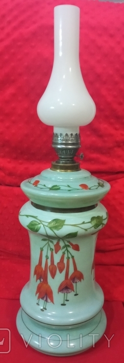 Антикварная керосиновая лампа (фарфор), фото №2