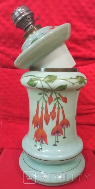Антикварная керосиновая лампа (фарфор), фото №5