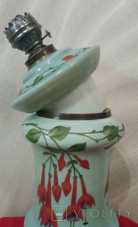 Антикварная керосиновая лампа (фарфор), фото №11