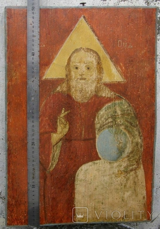 Икона старая.доска тесана топором, фото №3