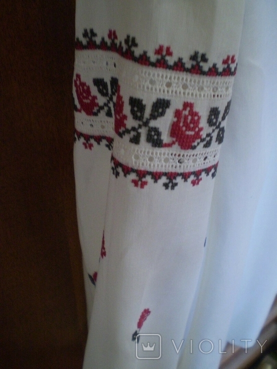 Старовинна жіноча гуцульська весільна вишиванка вишиваночка тонка шовкова тканина маркізет, фото №10