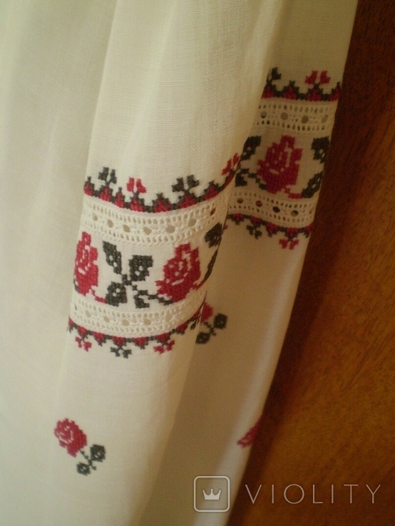 Старовинна жіноча гуцульська весільна вишиванка вишиваночка тонка шовкова тканина маркізет, фото №11