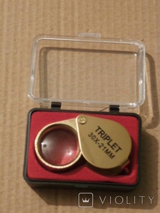 Складна портативна ювелірна лупа TRIPLET GOLD 30x-21mm,Збільшеня 30крат,діаметер лупи 21мм, фото №2