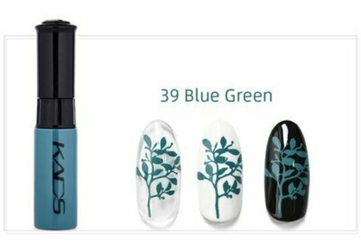 Гель-Краска KADS для стемпинга и рисования на ногтях / цвет 39 - зелено-голубой, numer zdjęcia 3