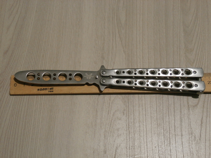 Нож тренировочный Benchmade Silver, для флиппинга нож-бабочка 21.5 см, фото №3