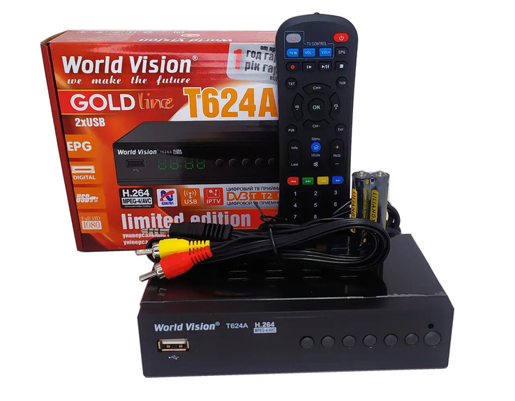 Цифровий ефірний ресивер T2 World Vision T624A DVB-T2 + універсальний пульт, numer zdjęcia 2