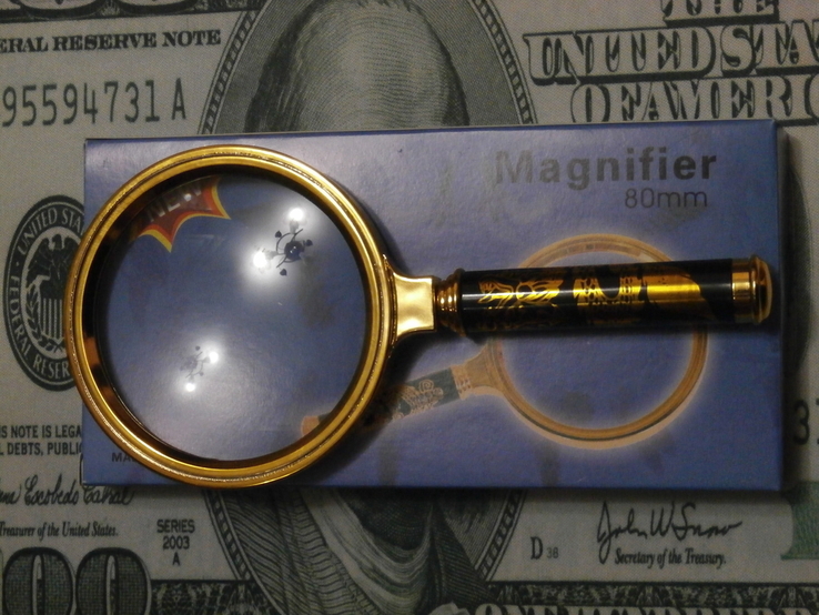 Лупа Antique Classic Maqnifyinq Glass,ручка золотий Дракон,збільшеня 6 крат,діаметр 80мм, фото №3