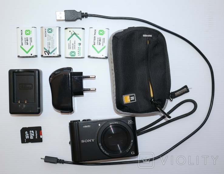 Компактний фотоапарат "Sony DSC-WX350 Black", заряд устройство, 4 аккумул-ра, карт памяти., фото №2