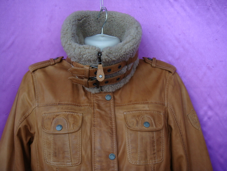 Женская кожаная куртка MAURITIUS , мягкая кожа, тонкое утепление, на 44 размер., photo number 4