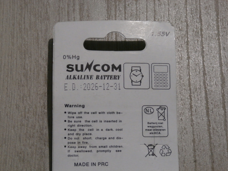 Батарейка LR621/LR60 AG1/1.55v Suncom Alkaline Battery 10 штук, numer zdjęcia 3