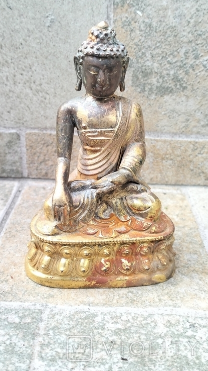 Старинный Будда Шакьямуни позолоченный, фото №7