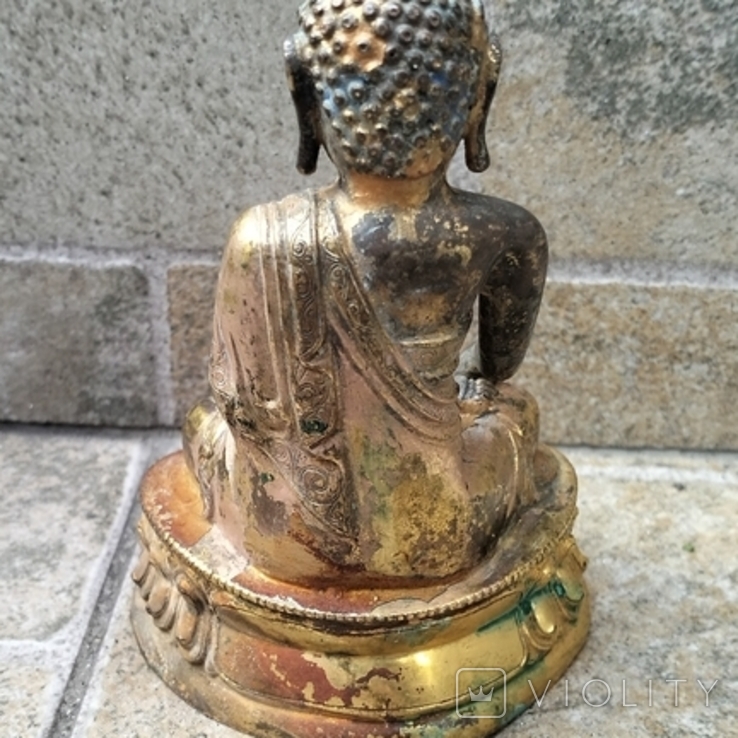Старинный Будда Шакьямуни позолоченный, фото №9