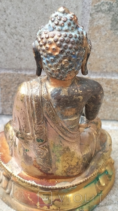 Старинный Будда Шакьямуни позолоченный, фото №12