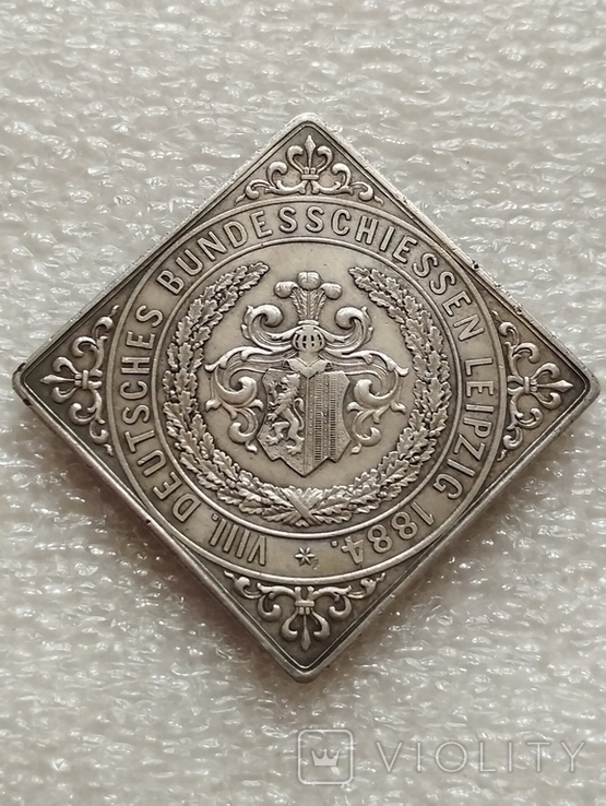 Медаль за стрельбу Саксония 1884 год. Город Лейпциг., фото №2