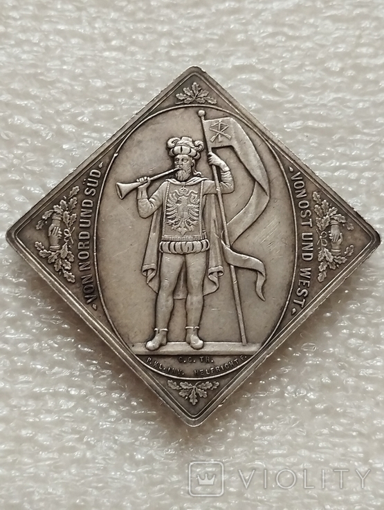 Медаль за стрельбу Саксония 1884 год. Город Лейпциг., фото №3