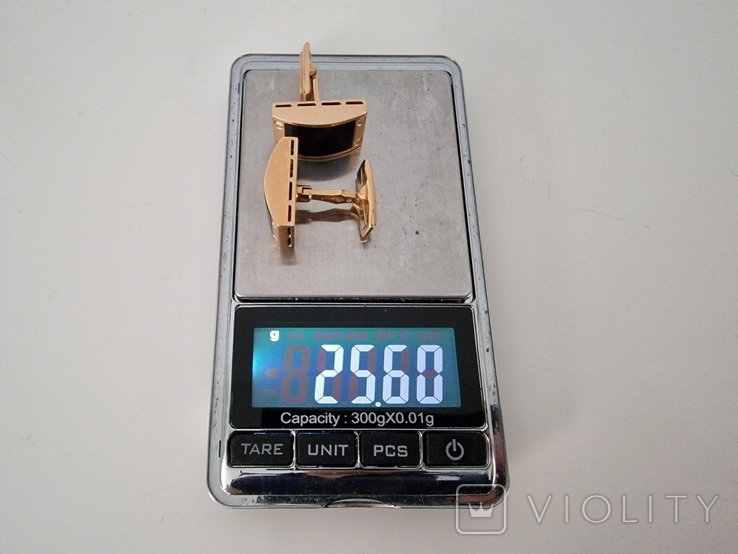 Запонки Herzog Ares 3339AL золото 750 пробы, вес - 25.5 гр, вставки 8 бриллиантов и оникс, фото №8