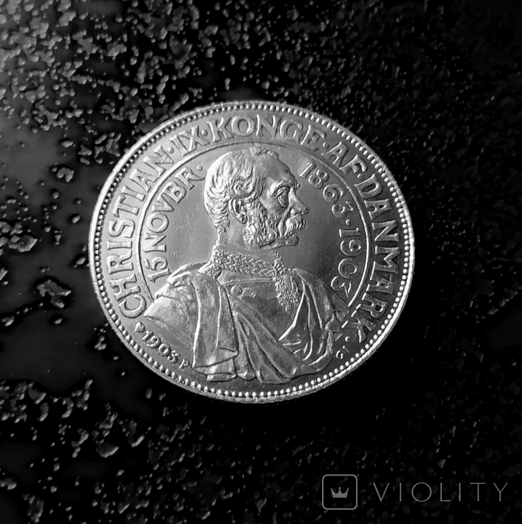 2 кроны Дания 1903 состояние серебро, фото №3