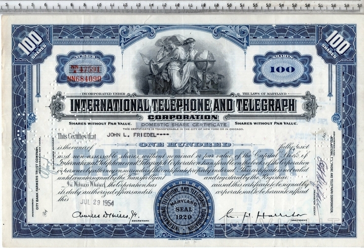 США. 1954 год. International Telephone adn Telegraph., фото №2