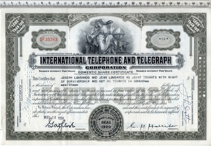США. 1956 год. International Telephone adn Telegraph., фото №2