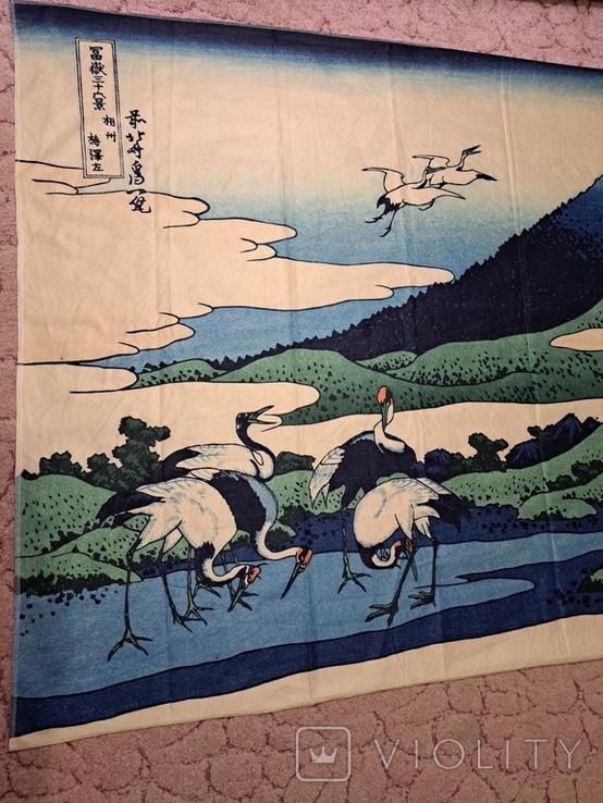  Японская живопись символизм, панно Красноголовый журавль на процветание и долголетие, фото №4
