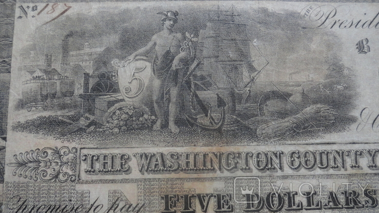 США 5 долларов 1835 г. 5 "WASHINGTON COUNTY BANK", фото №8