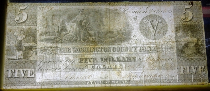 США 5 долларов 1835 г. 5 "WASHINGTON COUNTY BANK", фото №11