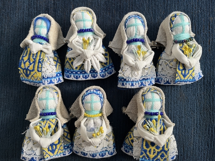 Брошки жовто-блакитні Лялька-мотанка 5 шт., фото №2