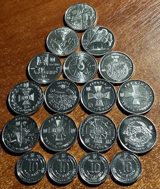 Набор из 18 монет Украины юбилейные 10 гривен 2018-2023 годов., фото №3