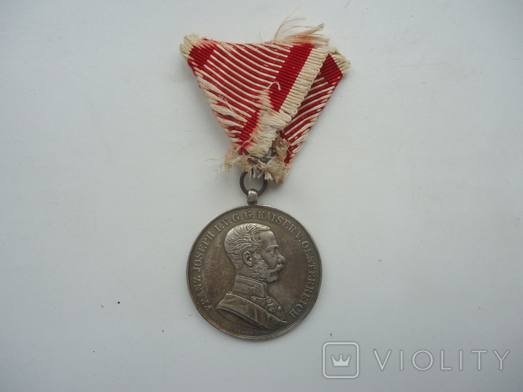 Австро-венгрия медаль За Храбрость Ф.Иосиф 1 ст. 1914 г 40 мм срібло, фото №2