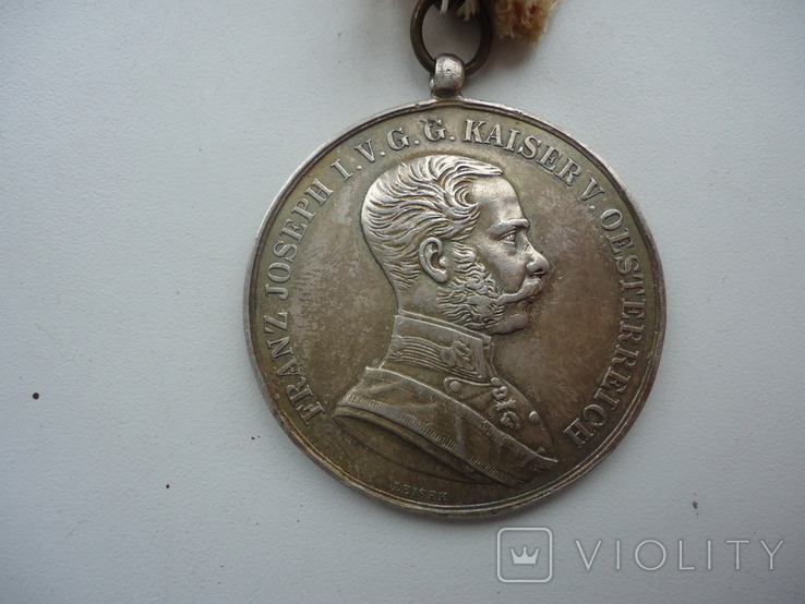 Австро-венгрия медаль За Храбрость Ф.Иосиф 1 ст. 1914 г 40 мм срібло, фото №3