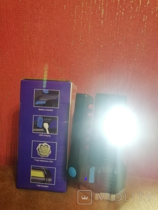 Фонарь аккумуляторный кемпинг, прожектор ручной, ліхтарик, фото №5