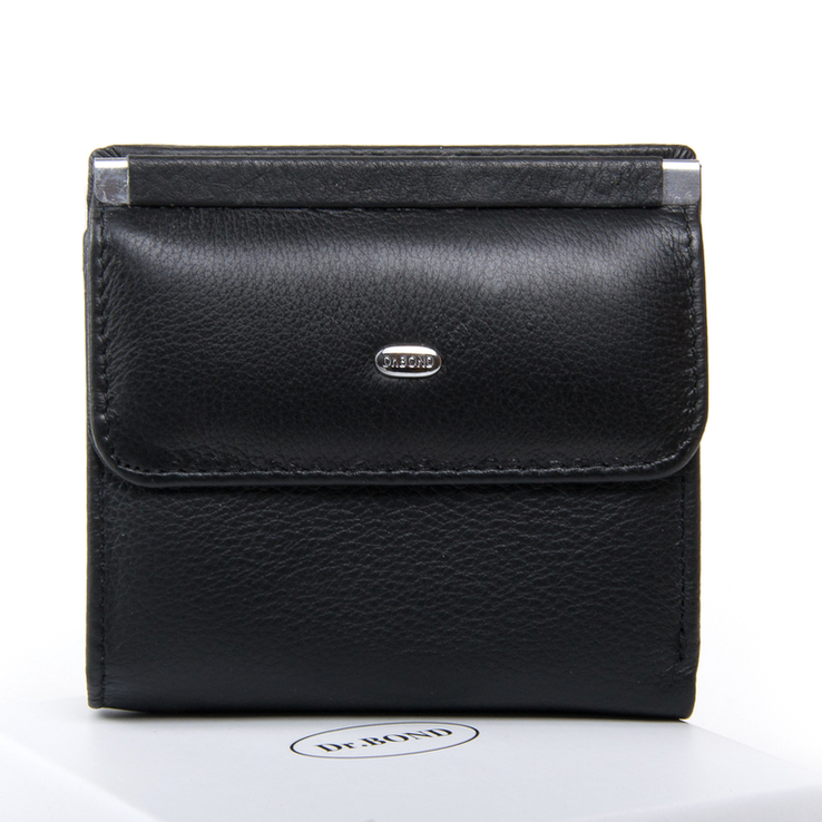 Женский черный кожаный кошелек DR. BOND WN-3 black, фото №2