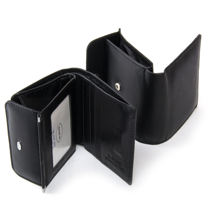 Женский черный кожаный кошелек DR. BOND WN-3 black, photo number 4