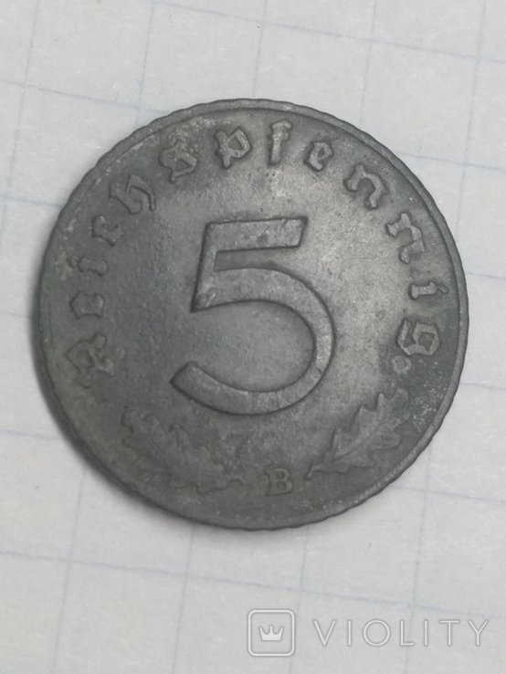5 пфеннингов 1942 В, фото №2