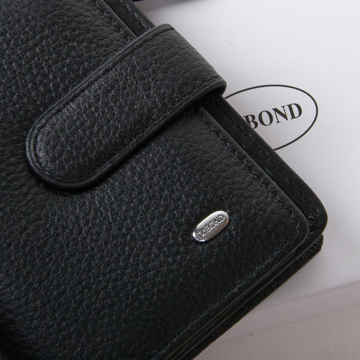 Кожаный женский черный кошелек DR. BOND WN-2 black, photo number 3