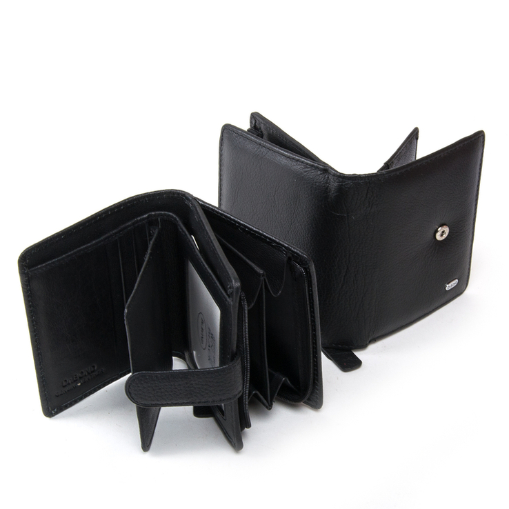 Кожаный женский черный кошелек DR. BOND WN-2 black, фото №4