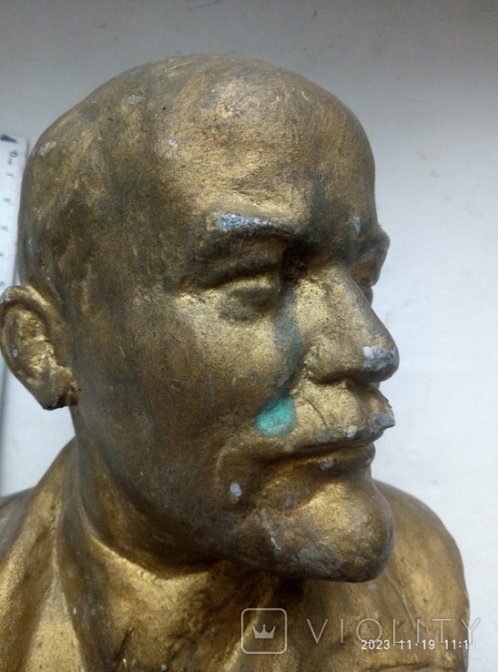 Бюст Ленина, большой, тяжёлый, клеймо скульптура, фото №4