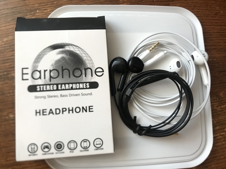 Навушники Earphone чорні+білі, фото №3