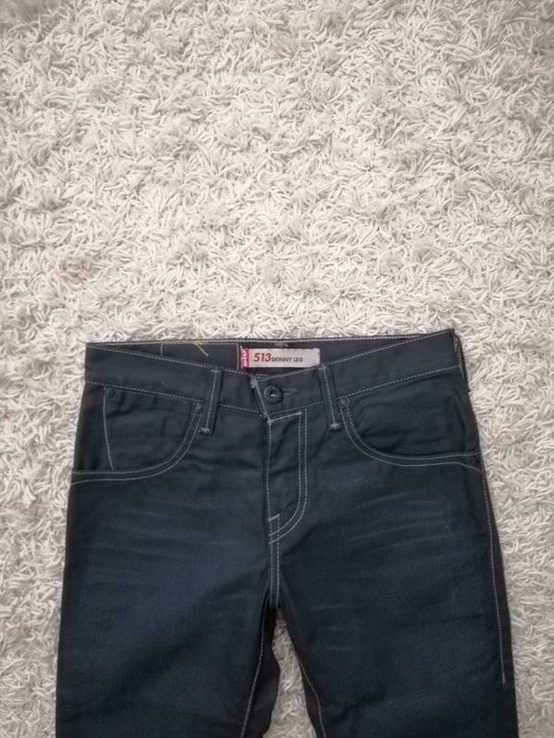 Нові брендові чоловічі джинси скінні з пропиткою Levis 513 28/32, photo number 3