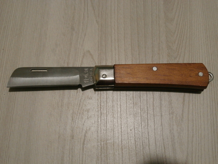 Нож складной Hufeng прямое лезвие деревянная рукоять 20 см, фото №2